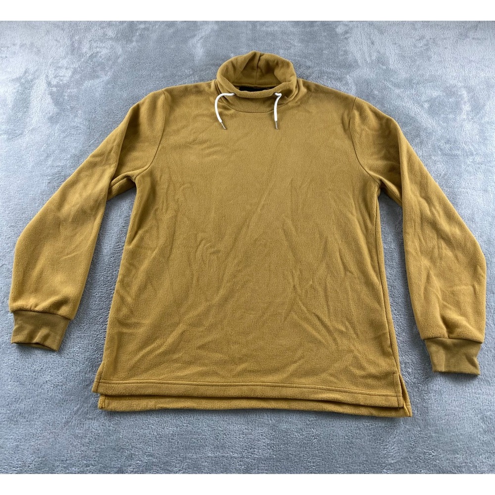 Soul Star England Mens Mustard‎ Yellow Fleece Funnel Neck Pullover Size Large
